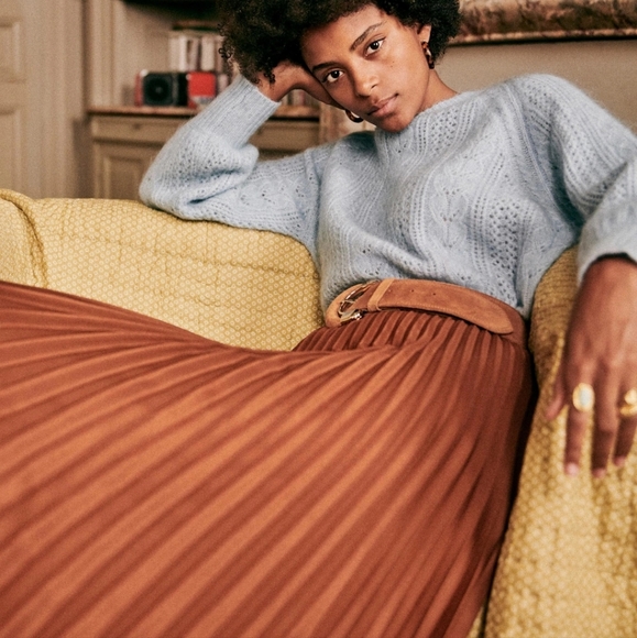 Sezane Dino Midi-Length Pleaded Skirt - Picture 2 of 13